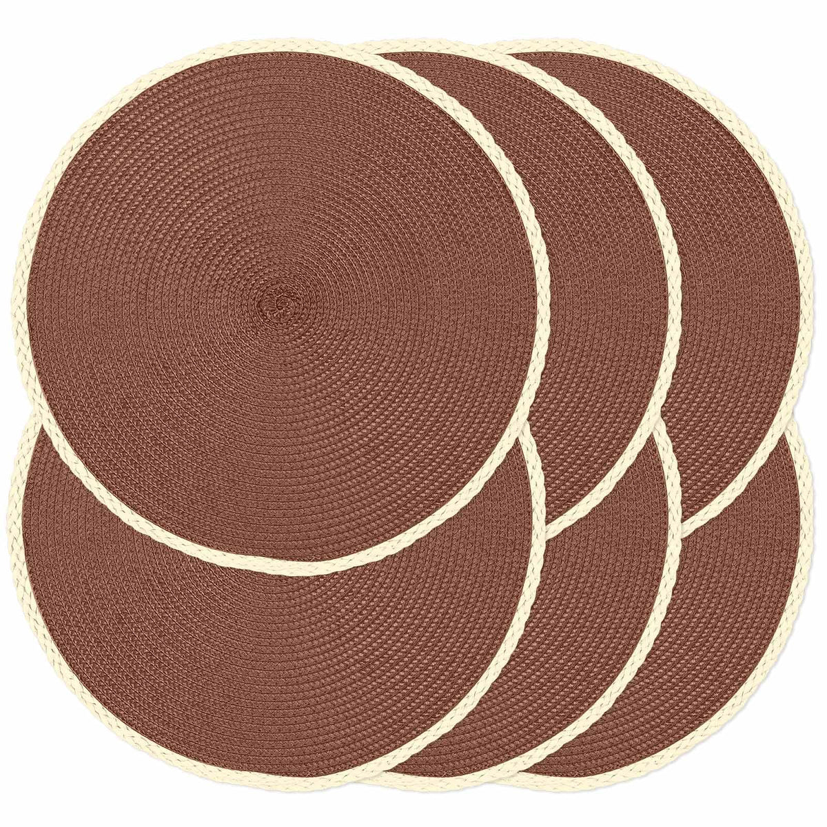 Round Placemats Set of 4, Woven Table Mats, Thin Edge, Black