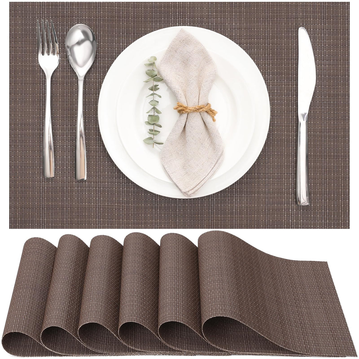 Myir JUN Black Placemats Set of 8 Kitchen and Dining Table Placemats
