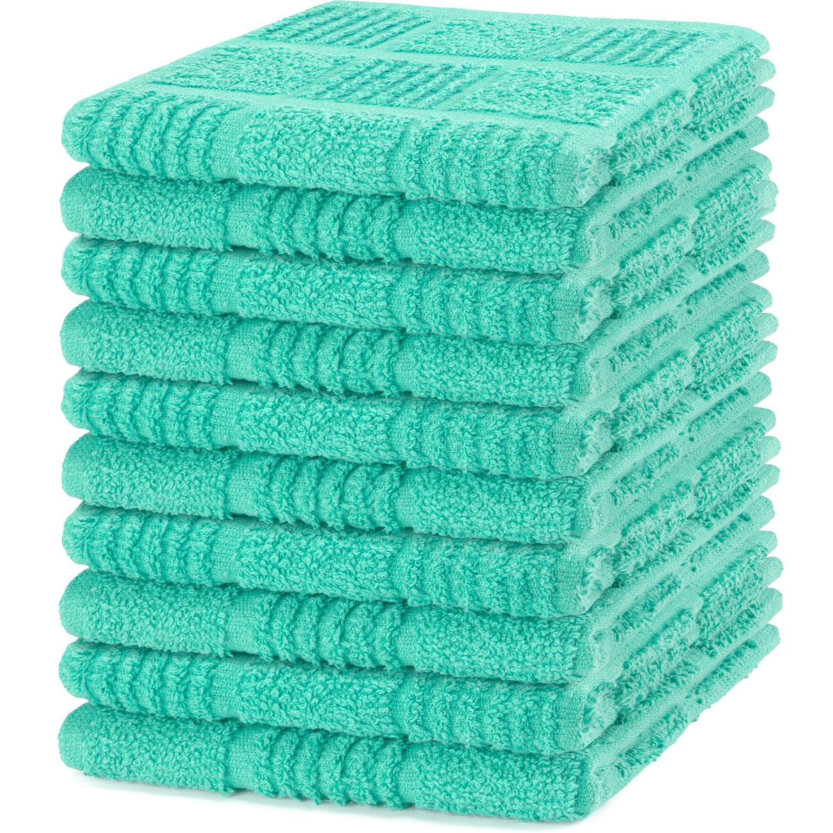 DecorRack 100% Cotton Dish Cloths 12x12 in, Mint (Pack of 10)