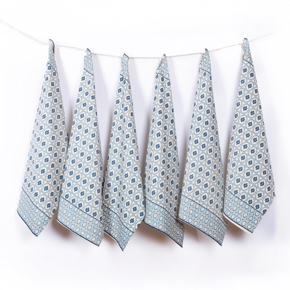 FINGERCRAFT Kitchen Towels 100% Cotton Set of 6 Tea Towel, Toile Blue