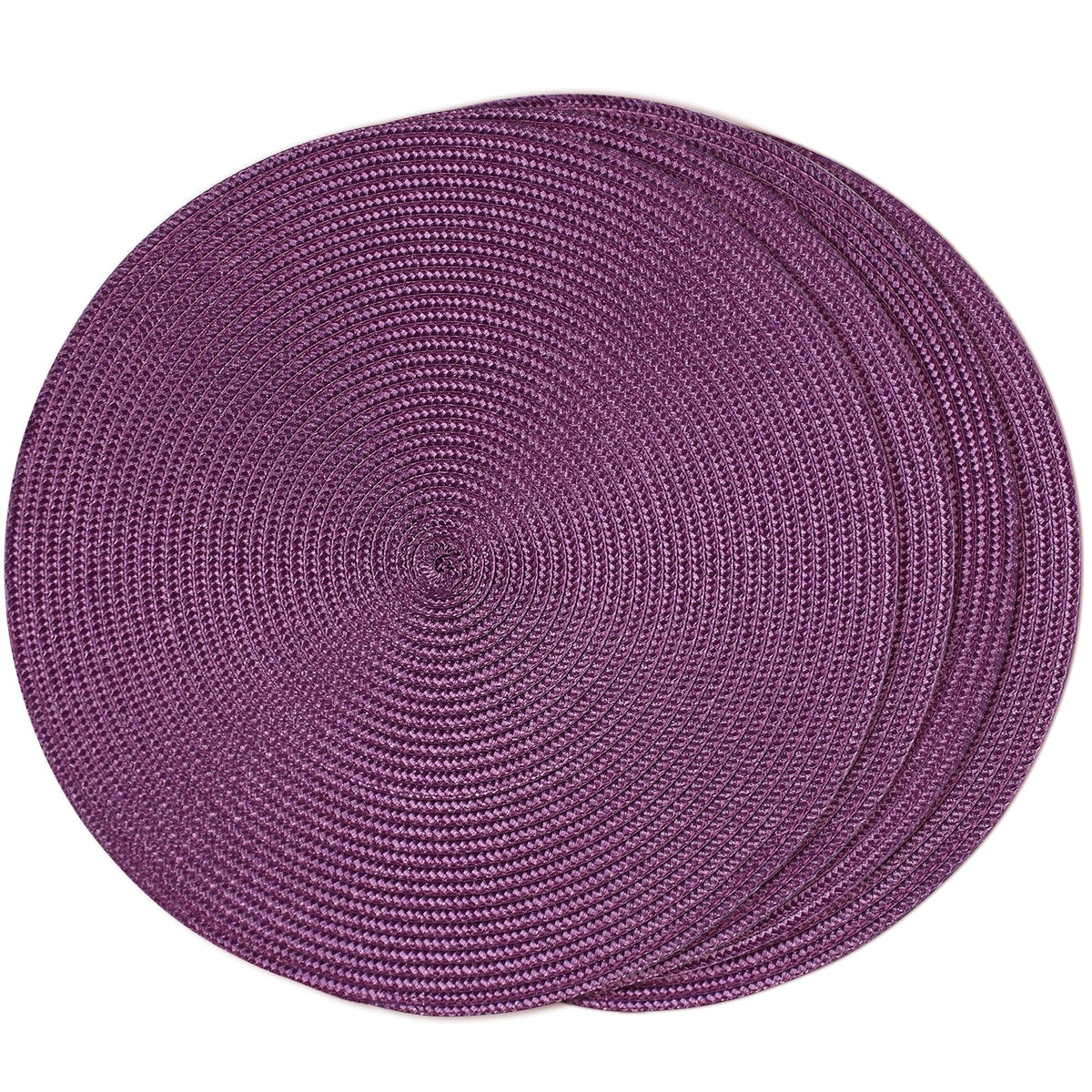 FunWheat Round Braided Placemats Set of 6 Table Mats for Dining Tables Woven Washable Non-Slip Place mats 15 in(Blue, 6pcs)