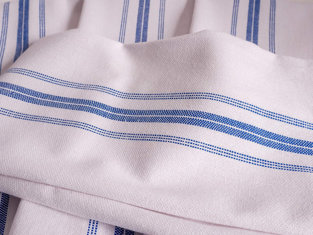 KAF Home Classic Farmhouse Stripe Kitchen Towels, Pure Cotton Dish Towels, Towel Dish Cloths for Cooking, Cleaning, and Dining, Set of 12, Blue