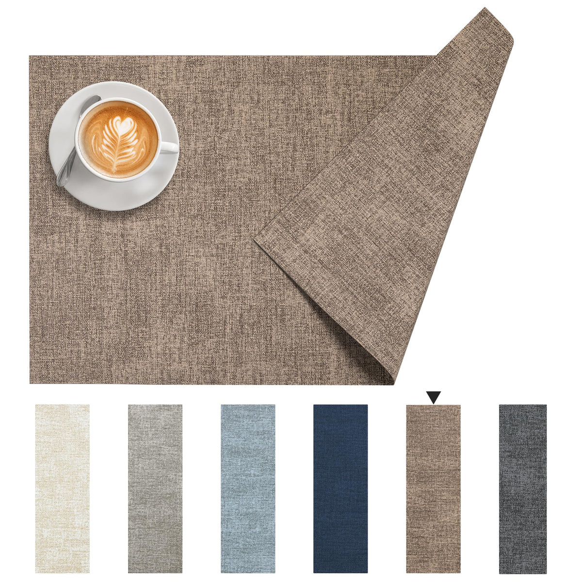 DOLOPL Placemats Set of 6, Reversible Faux Leather Place Mats, Dusty Blue