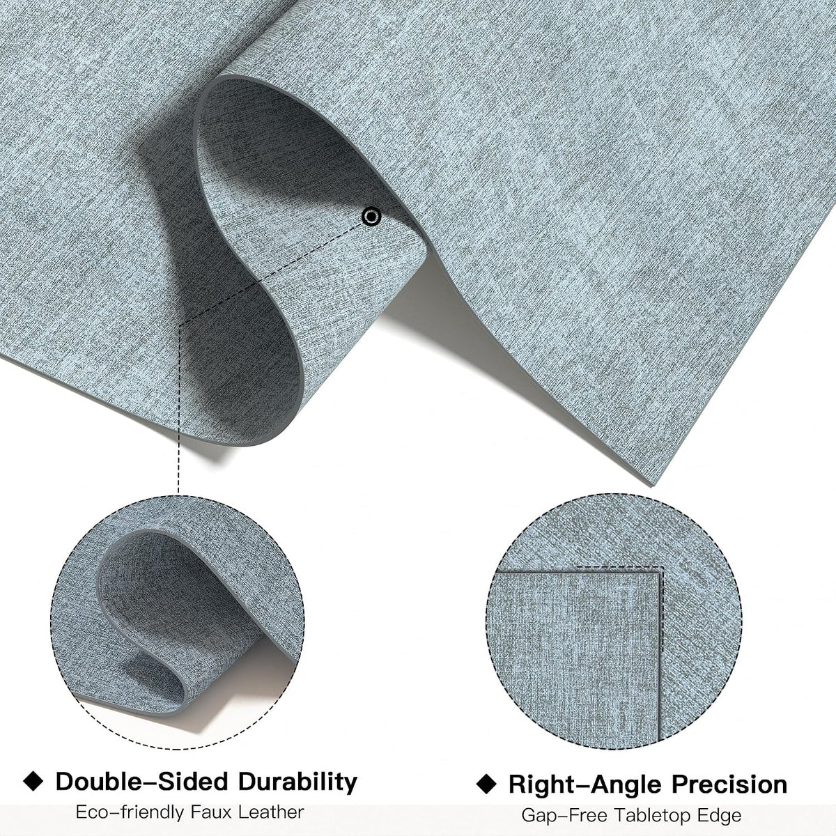 DOLOPL Placemats Set of 6, Reversible Faux Leather Place Mats, Dusty Blue