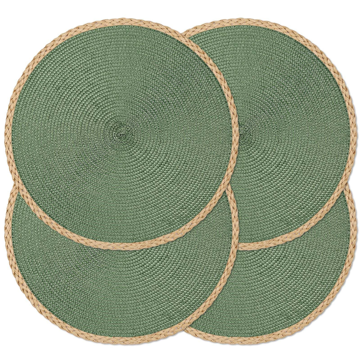 Round Placemats Set of 4, Woven Table Mats, Thin Edge, Black