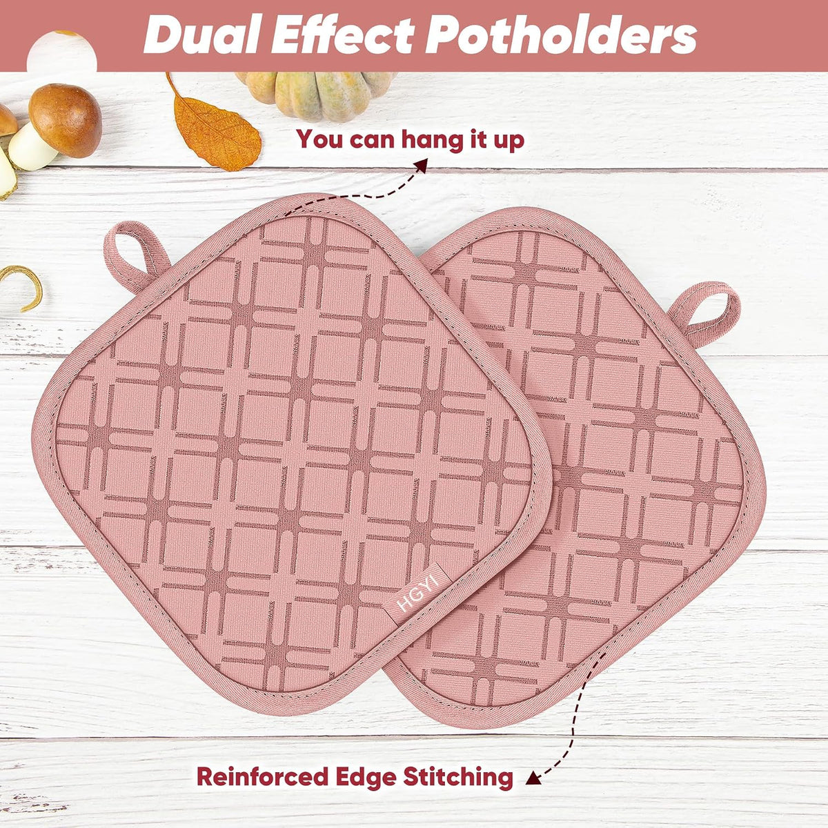 Oven Mitts and Pot Holders Set with Dishcloths, 500 Degree Heat Resistant Oven Gloves and Hot Pads, Premium Soft Cotton Kitchen Mittens and Dish Cloth Sets-Pink