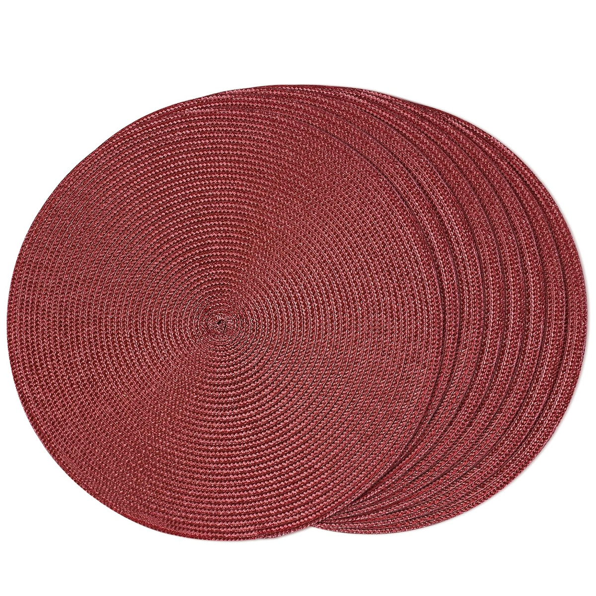FunWheat Round Braided Placemats Set of 6 Table Mats for Dining Tables Woven Washable Non-Slip Place mats 15 in(Blue, 6pcs)