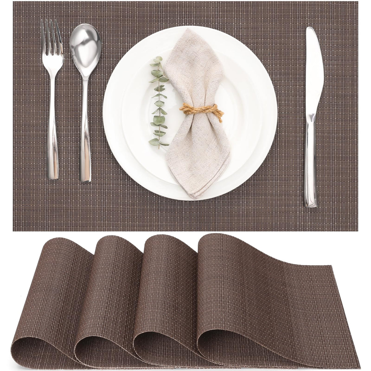 Myir JUN Black Placemats Set of 8 Kitchen and Dining Table Placemats