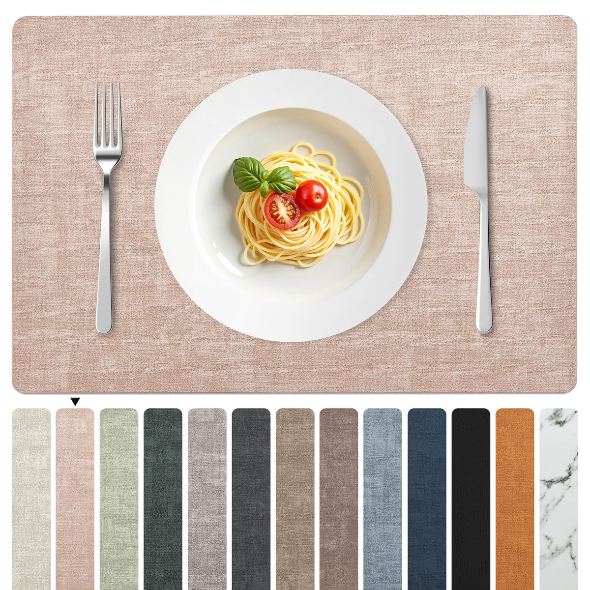 FROMHEART Faux Leather PU Placemats Set of 6 (Light Blue,11.8" x 17")