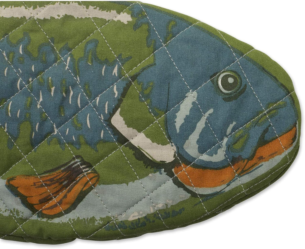 DII Cotton Lake House Fish Oven Mitts, 6 X 16.5 Set of 2, Machine Washable and Heat Resistant for Kitchen Cooking and Baking