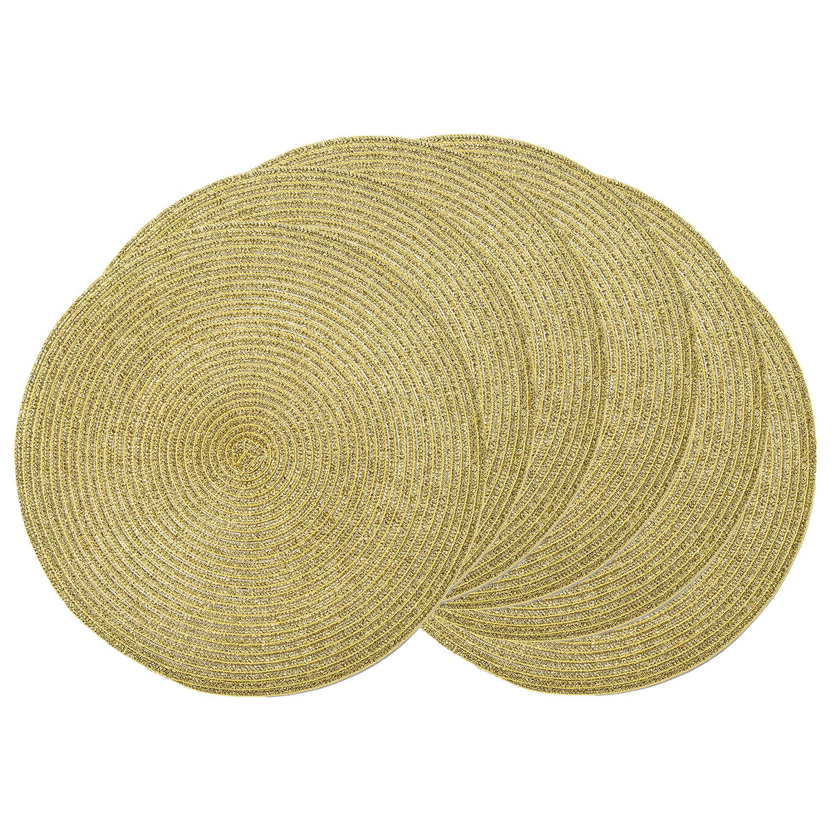 AHHFSMEI Round Placemats Set of 6 Heat Resistant Washable Non-Slip Woven Braided Table Mats for Dining Table Kitchen & Home Decor (Black)