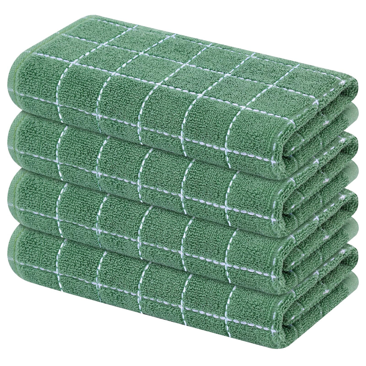 Mordimy Cotton Terry Checkered Kitchen Towels, 16"x 26", 4 Pack, Tan