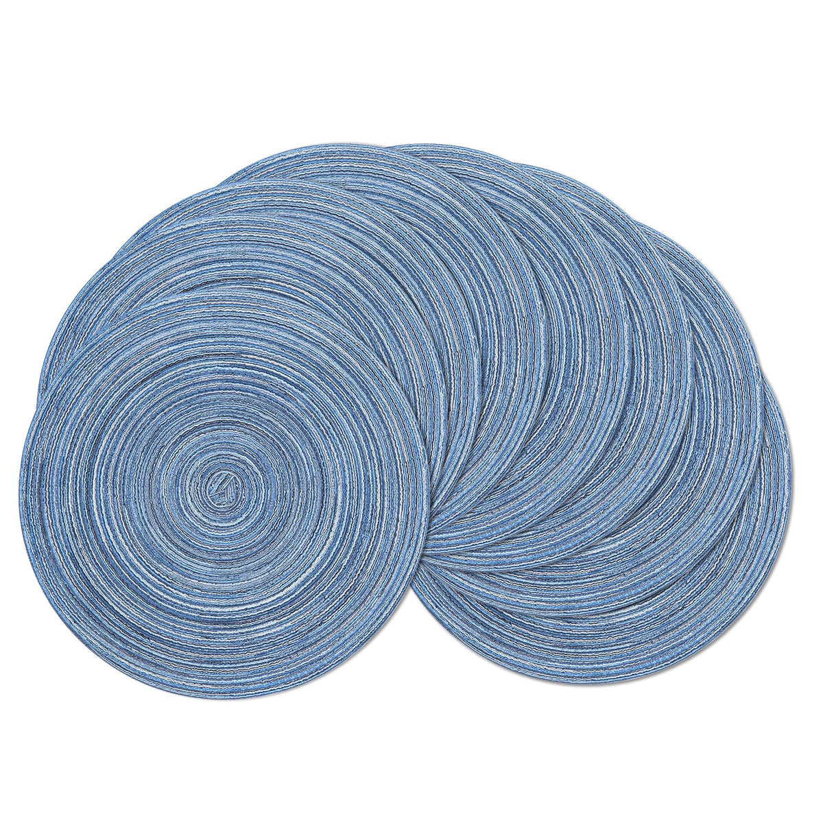 SHACOS Round Braided Placemats Set of 4 Washable Place Mats for Dining Tables 15 inch Non Slip Kitchen Table Mats (Beige, 4)