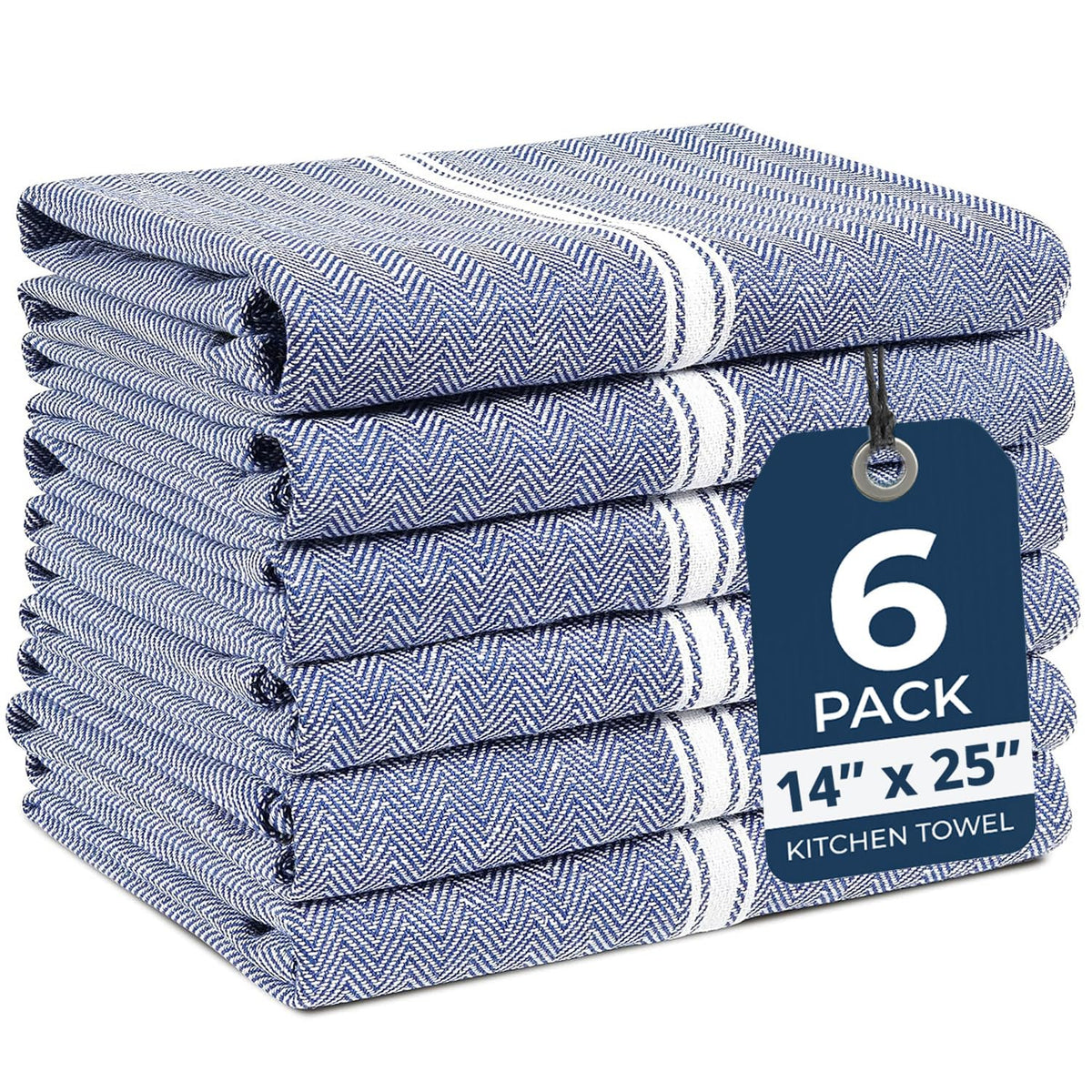 LANE LINEN Dish Towels for Kitchen 100% Cotton Absorbent Lint-Free 6 Pack
