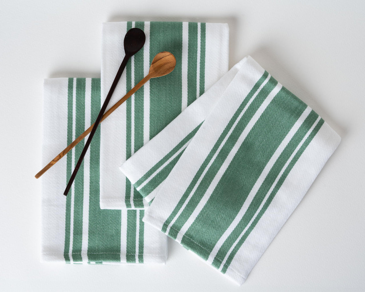 Kitchen Towels Set – Pack of 6 (20’’ x 30’’) Extra Large Premium Cotton Dish Towels for Kitchen – Chain Stripe Towels – Absorbent – 100% Cotton – with Hanging Loop – Beige