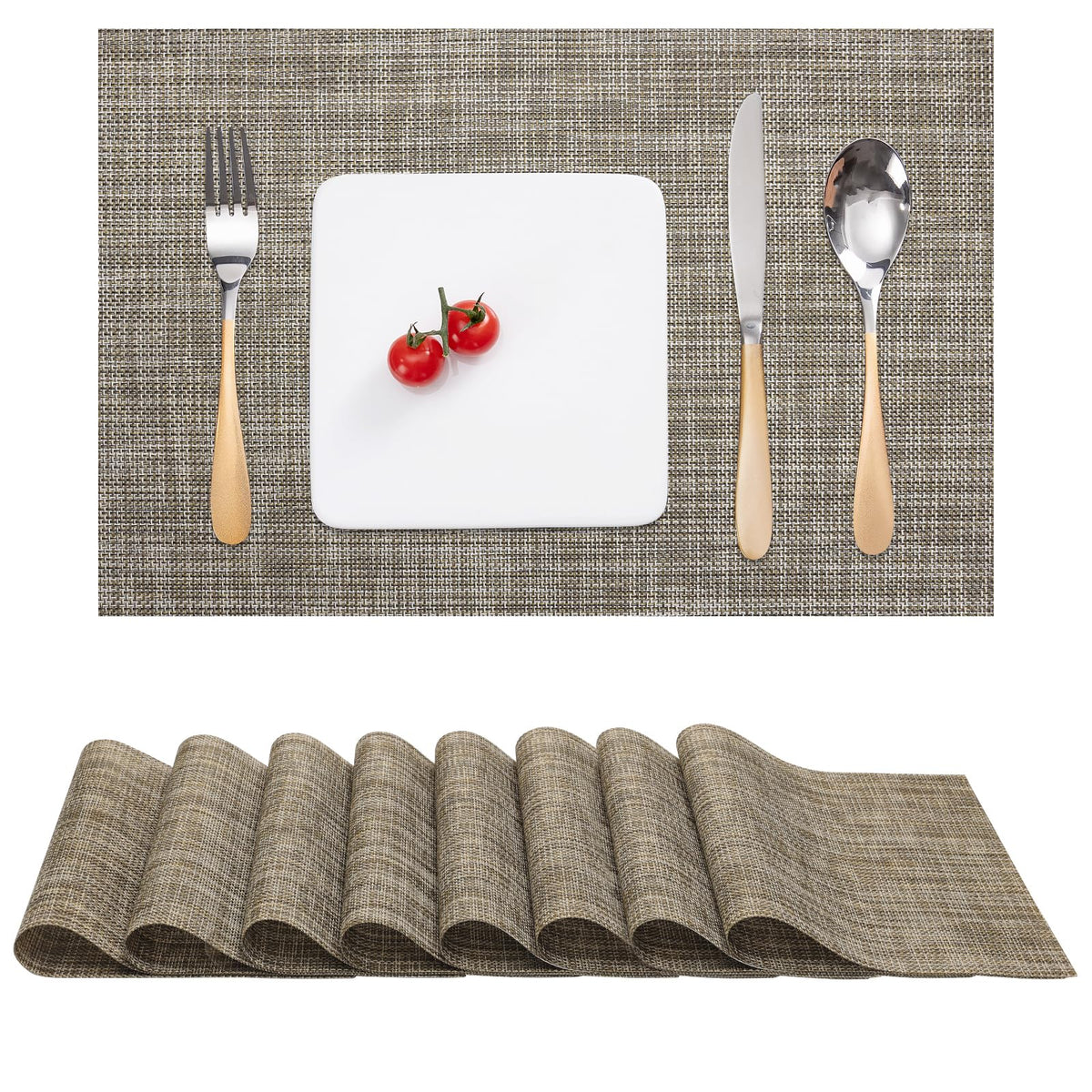 Myir JUN Black Placemats Set of 8 Kitchen and Dining Table Placemats
