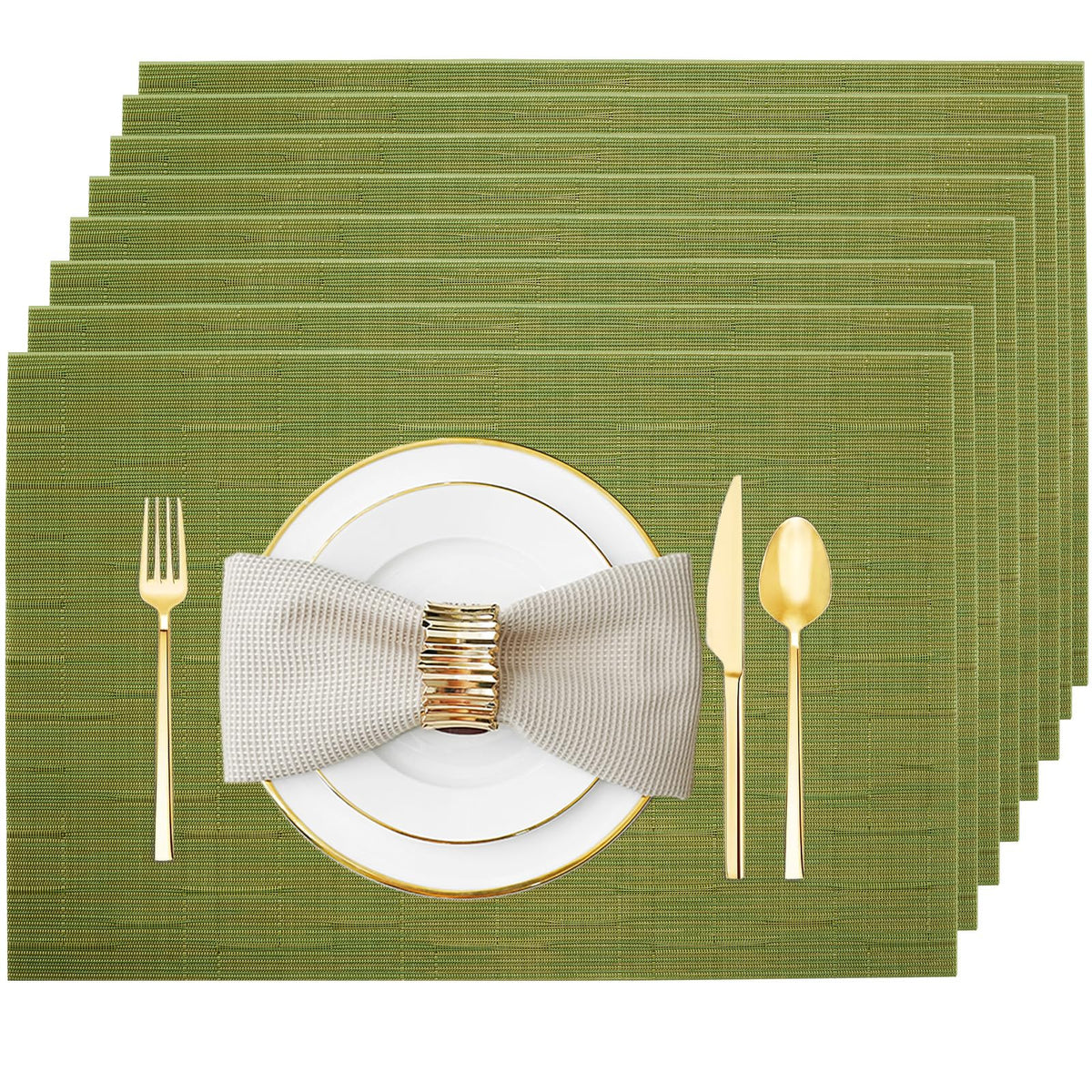 Silver Grey Vinyl Placemats Set of 6, Heat Resistant Table Placemats
