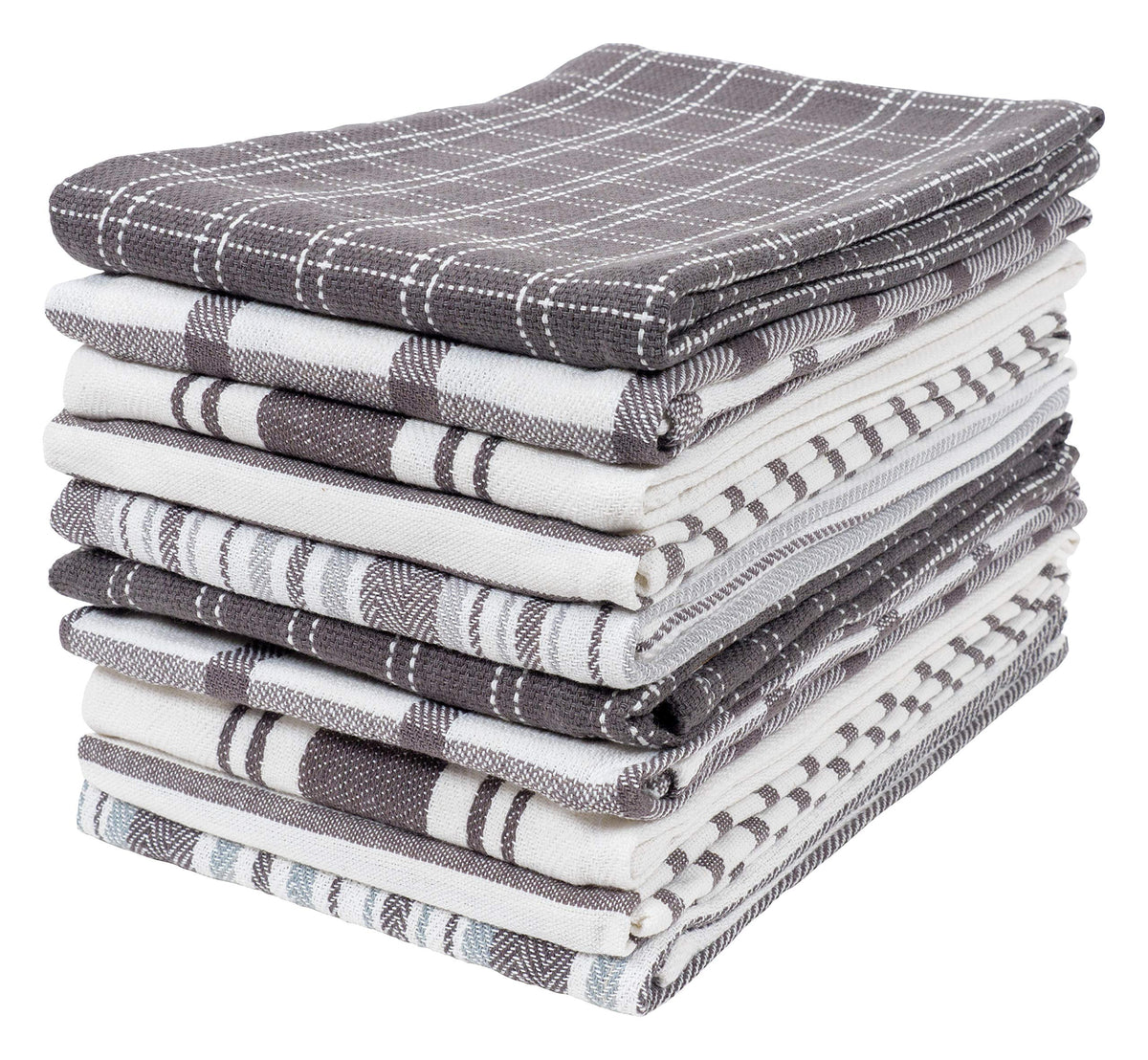 KAF Home Assorted Flat Kitchen Towels - Set of 10, 18 x 28 Inch (Navy)