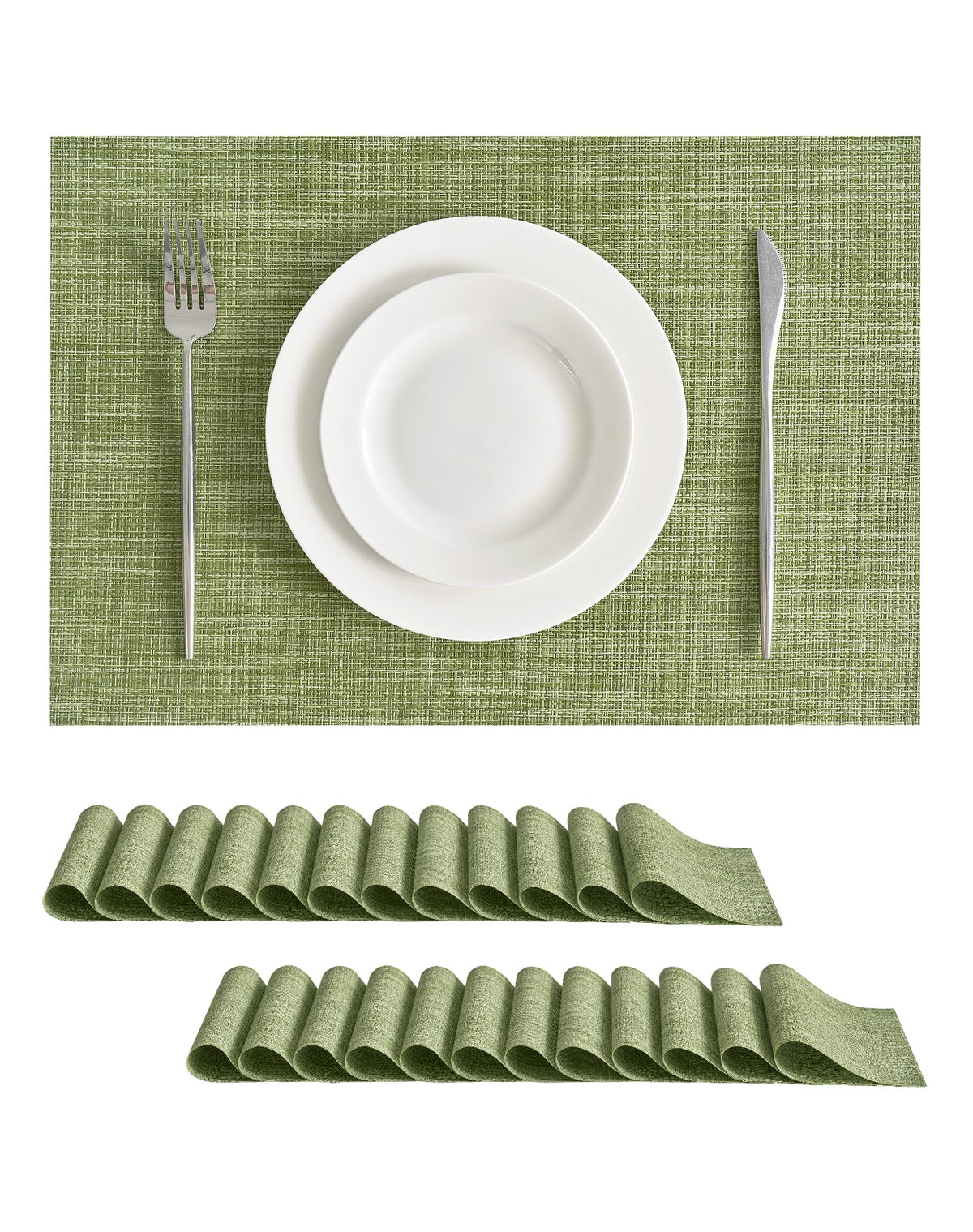 Beige White Placemats Set of 4 - Heat Resistant Non-Slip Place mats for Dining Table, Washable Durable PVC Vinyl Woven Table Mats(Beige White, 4)