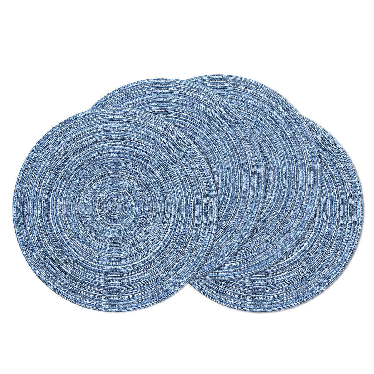 SHACOS Round Braided Placemats Set of 4 Washable Place Mats for Dining Tables 15 inch Non Slip Kitchen Table Mats (Beige, 4)