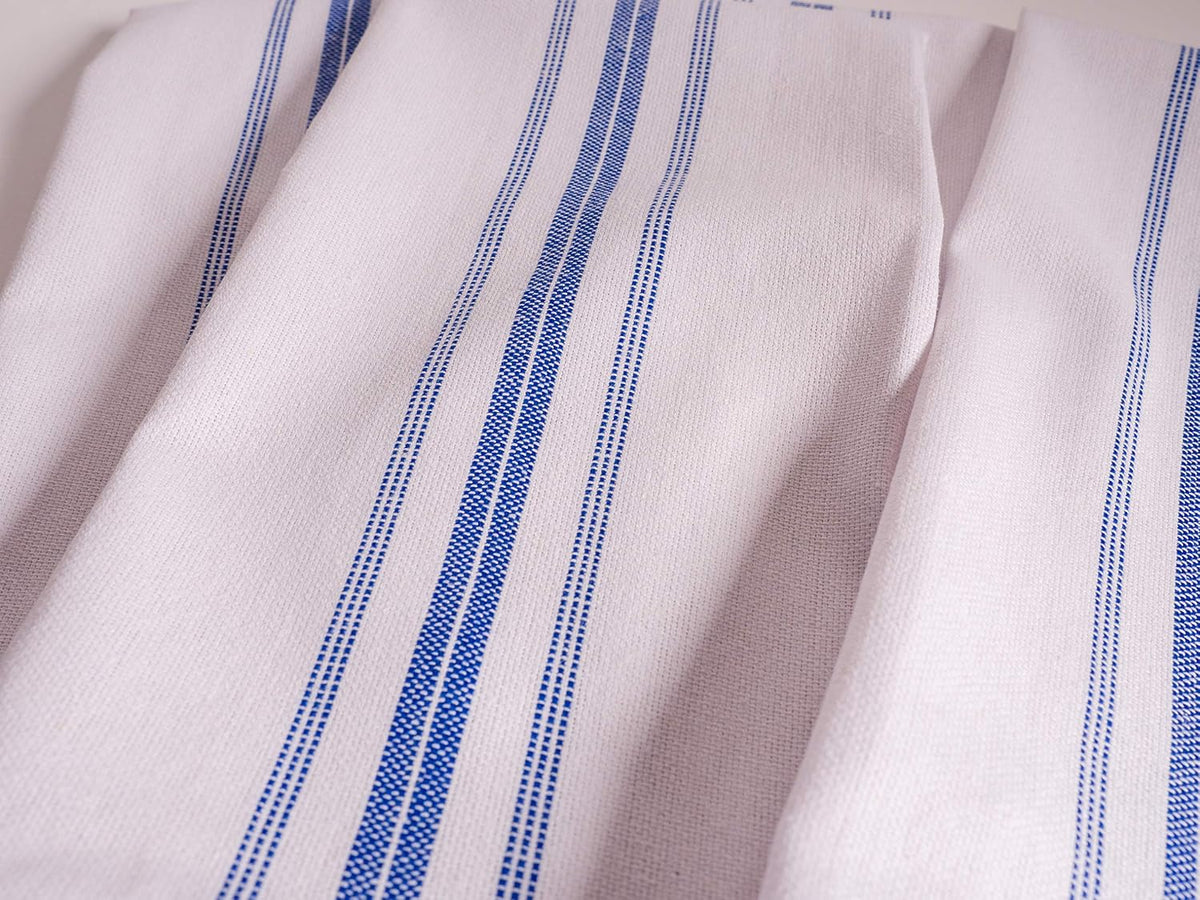 KAF Home Classic Farmhouse Stripe Kitchen Towels, Pure Cotton Dish Towels, Towel Dish Cloths for Cooking, Cleaning, and Dining, Set of 12, Blue