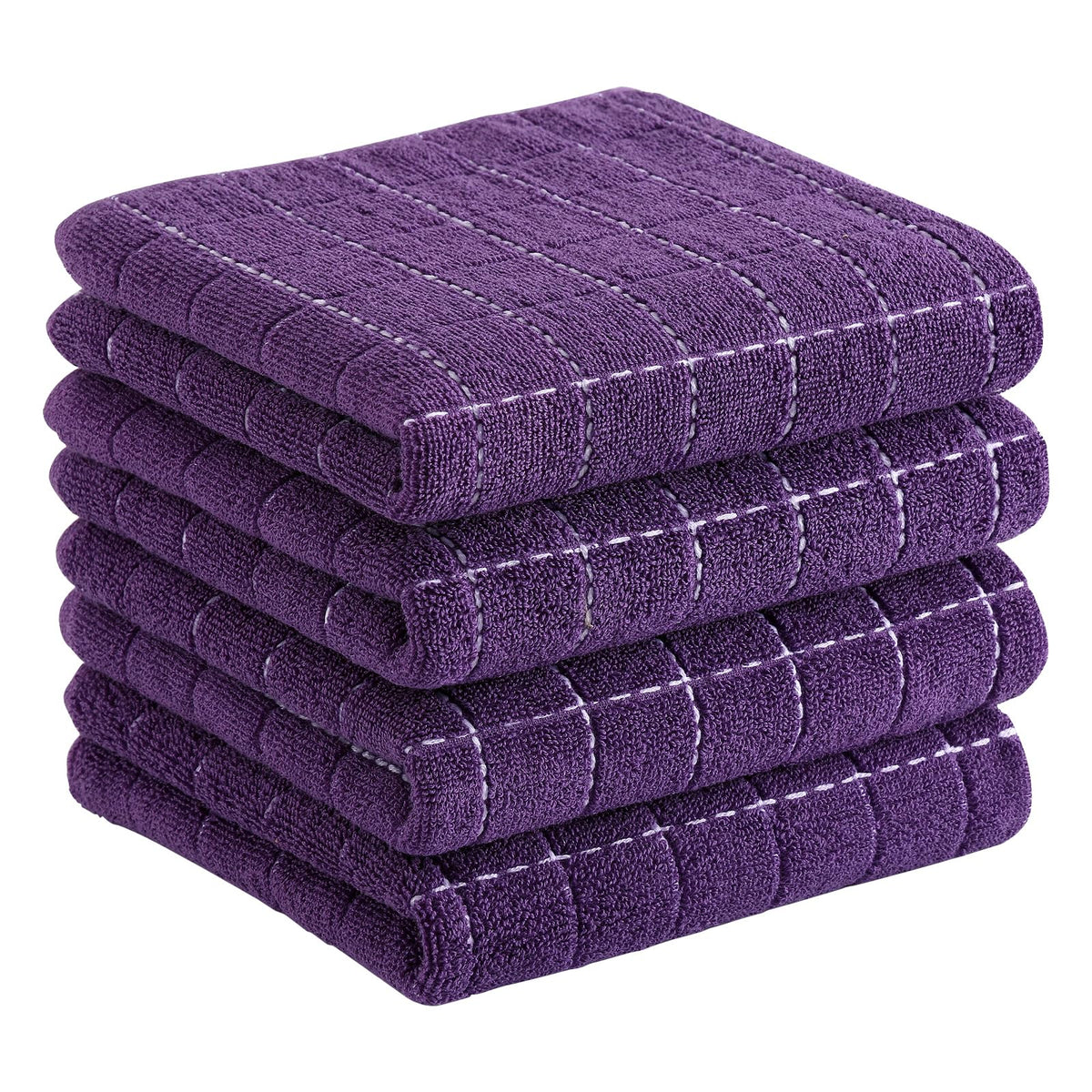 Homaxy 100% Cotton Terry Kitchen Towels, 4 Pack, Black