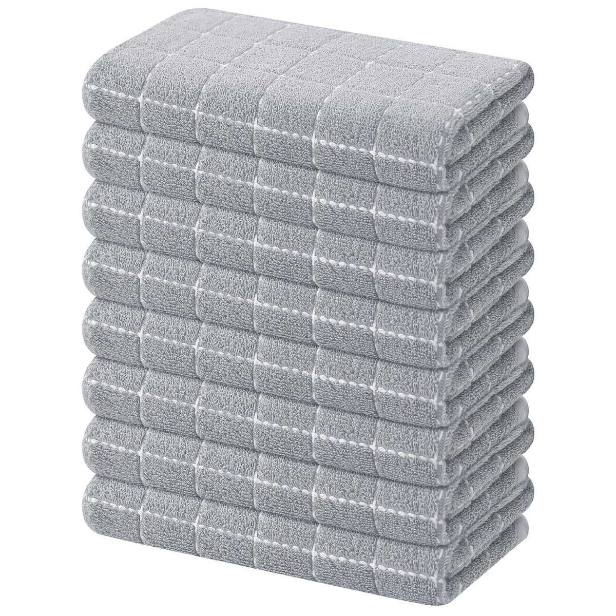 Mordimy Cotton Terry Checkered Kitchen Towels, 16"x 26", 4 Pack, Tan