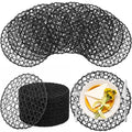 Threehoney Paper Braided Round Placemats, Set of 24, Brown, 13 in