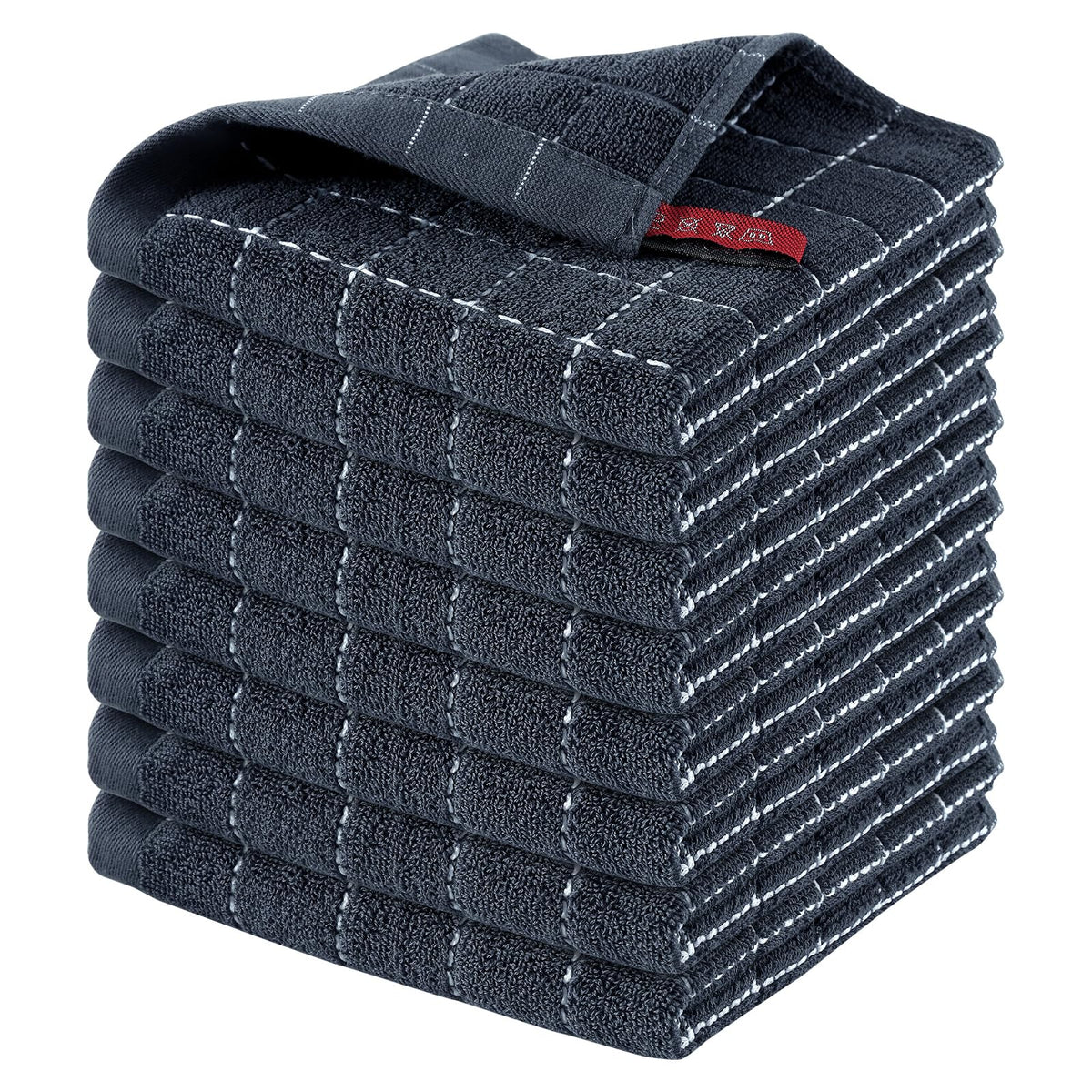 Homaxy 100% Cotton Terry Kitchen Towels, 4 Pack, Black
