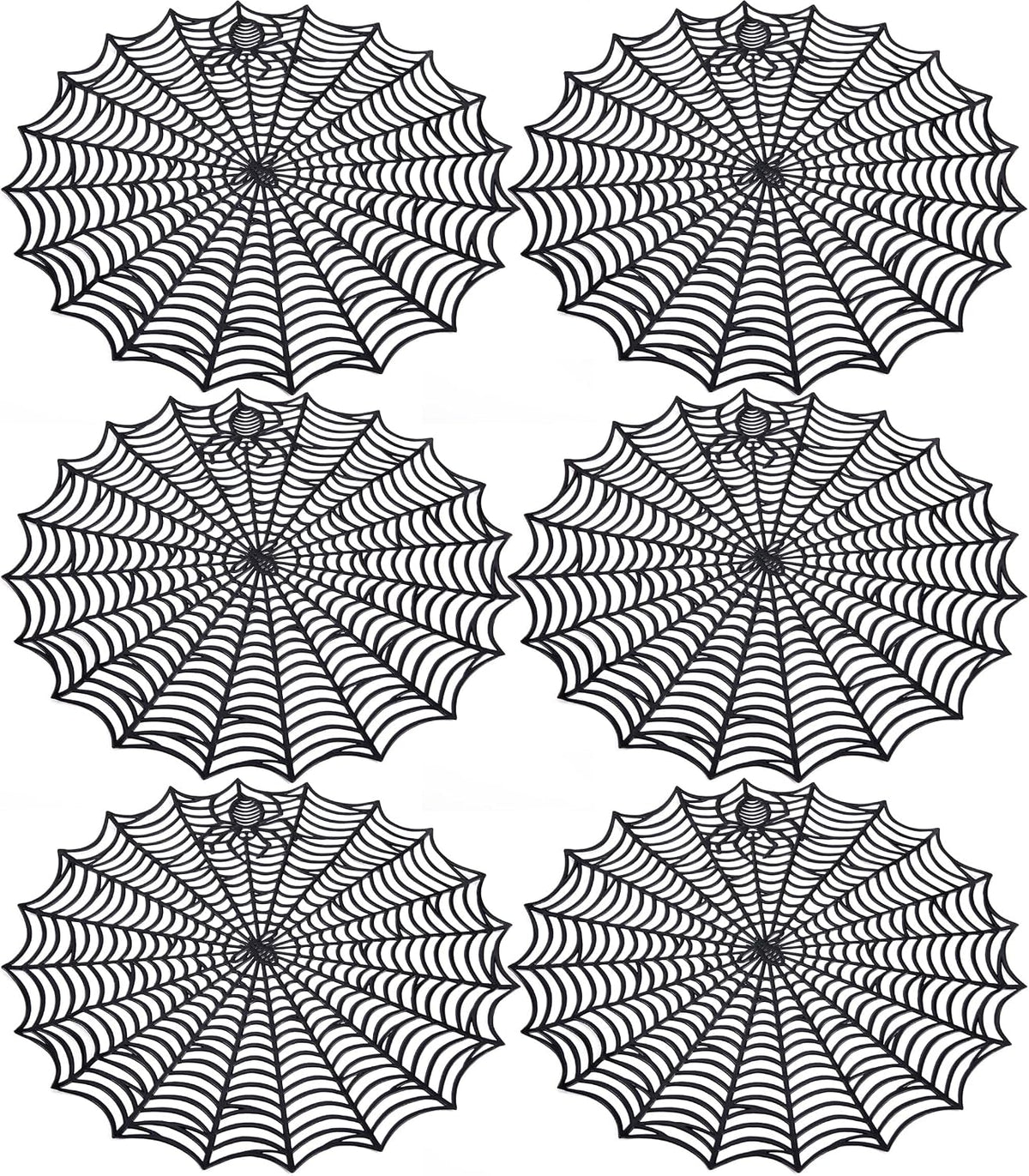 6 Pcs Halloween Spider Web Placemats, 15" Non Slip Halloween Table Mats