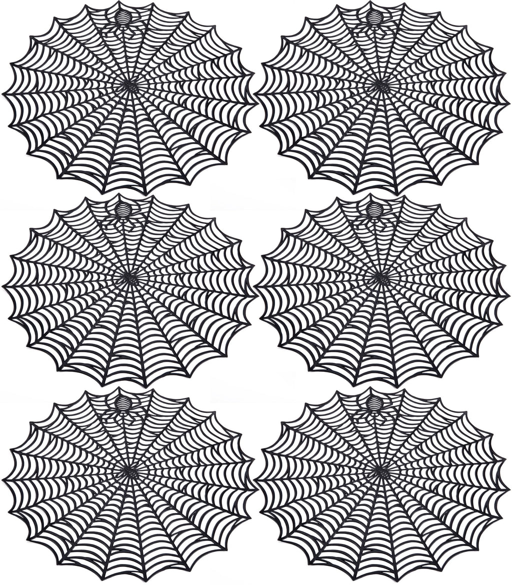 6 Pcs Halloween Spider Web Placemats, 15" Non Slip Halloween Table Mats