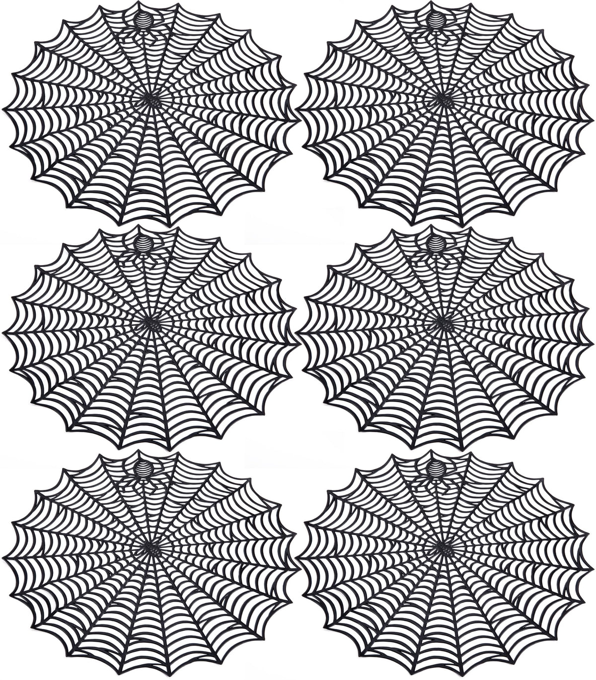 6 Pcs Halloween Spider Web Placemats, 15" Non Slip Halloween Table Mats