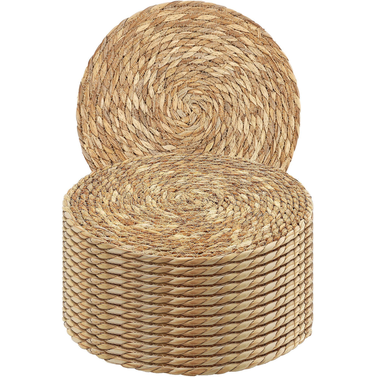 Kochorie Set of 6 Round Woven Placemats - 12 Inch Natural Boho Rattan Wicker Table Mats for Home Dining Table