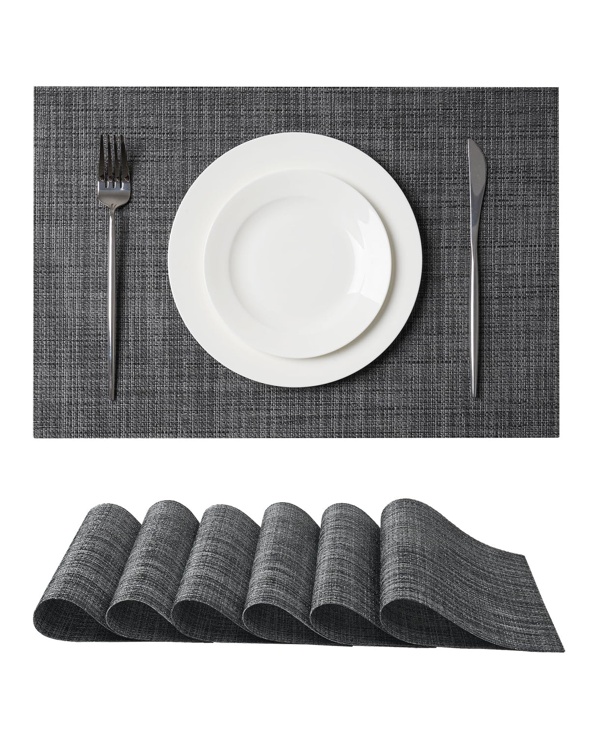 Beige White Placemats Set of 4 - Heat Resistant Non-Slip Place mats for Dining Table, Washable Durable PVC Vinyl Woven Table Mats(Beige White, 4)