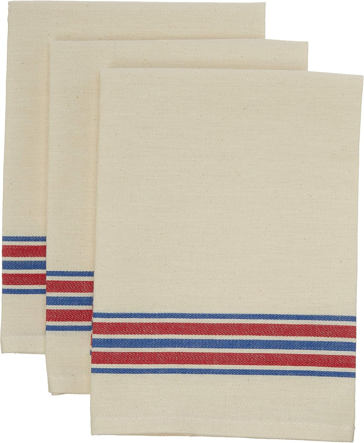 Aunt Martha's 18-Inch by 28-Inch Package of 3 Vintage Dish Towels,Cotton, Multi Striped, MultiStripe