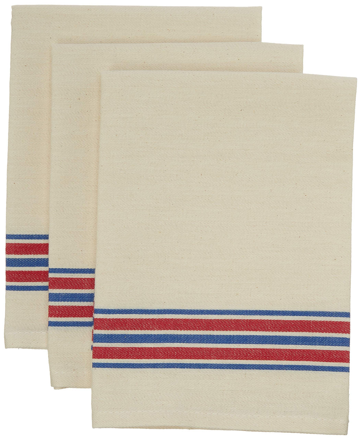 Aunt Martha's 18-Inch by 28-Inch Package of 3 Vintage Dish Towels,Cotton, Multi Striped, MultiStripe