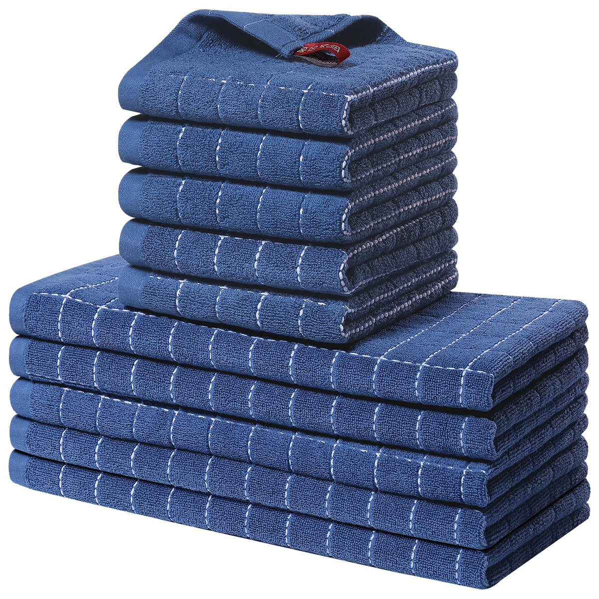 Homaxy Cotton Terry Kitchen Towels and Dishcloths Set of 8, Black