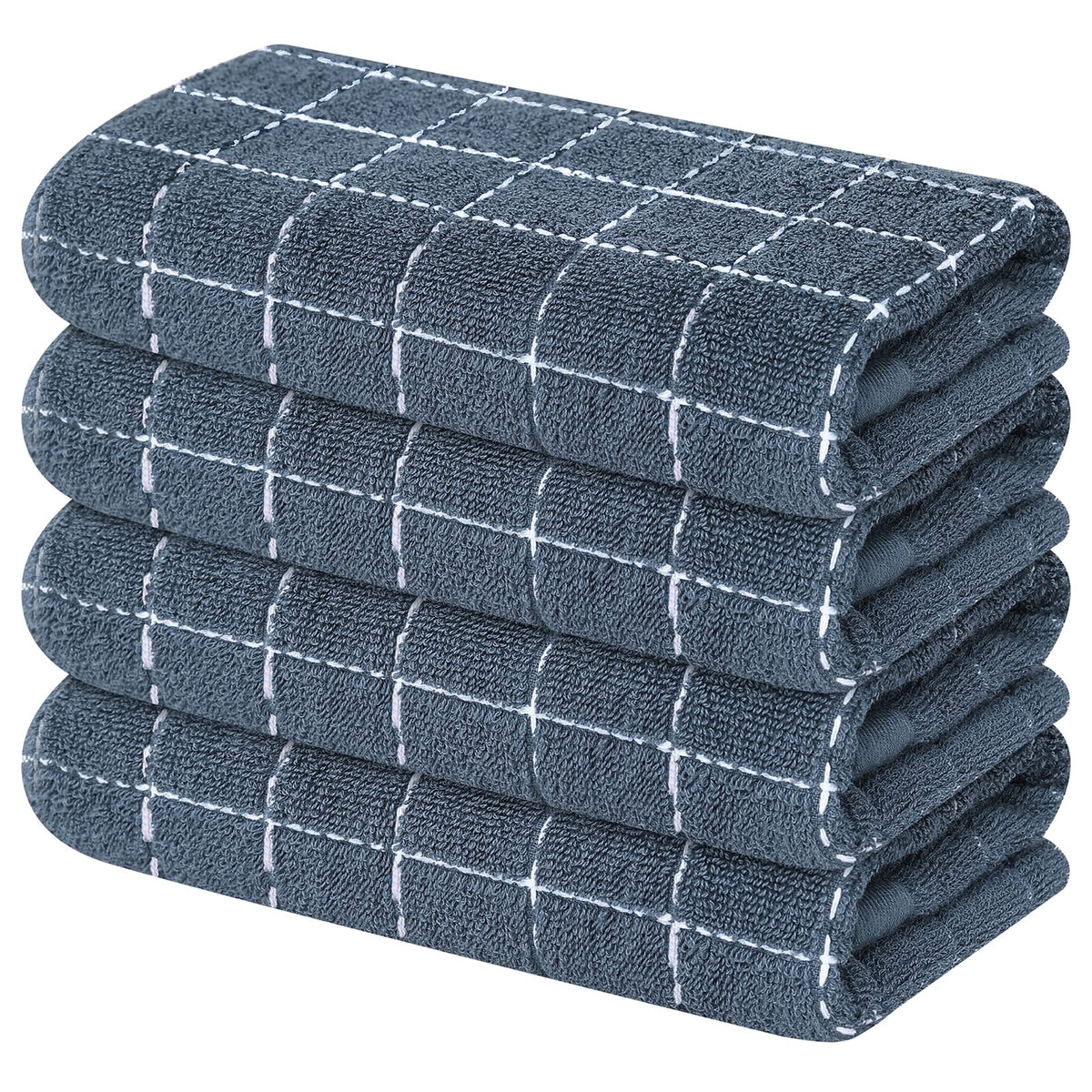 Mordimy Cotton Terry Checkered Kitchen Towels, 16"x 26", 4 Pack, Tan
