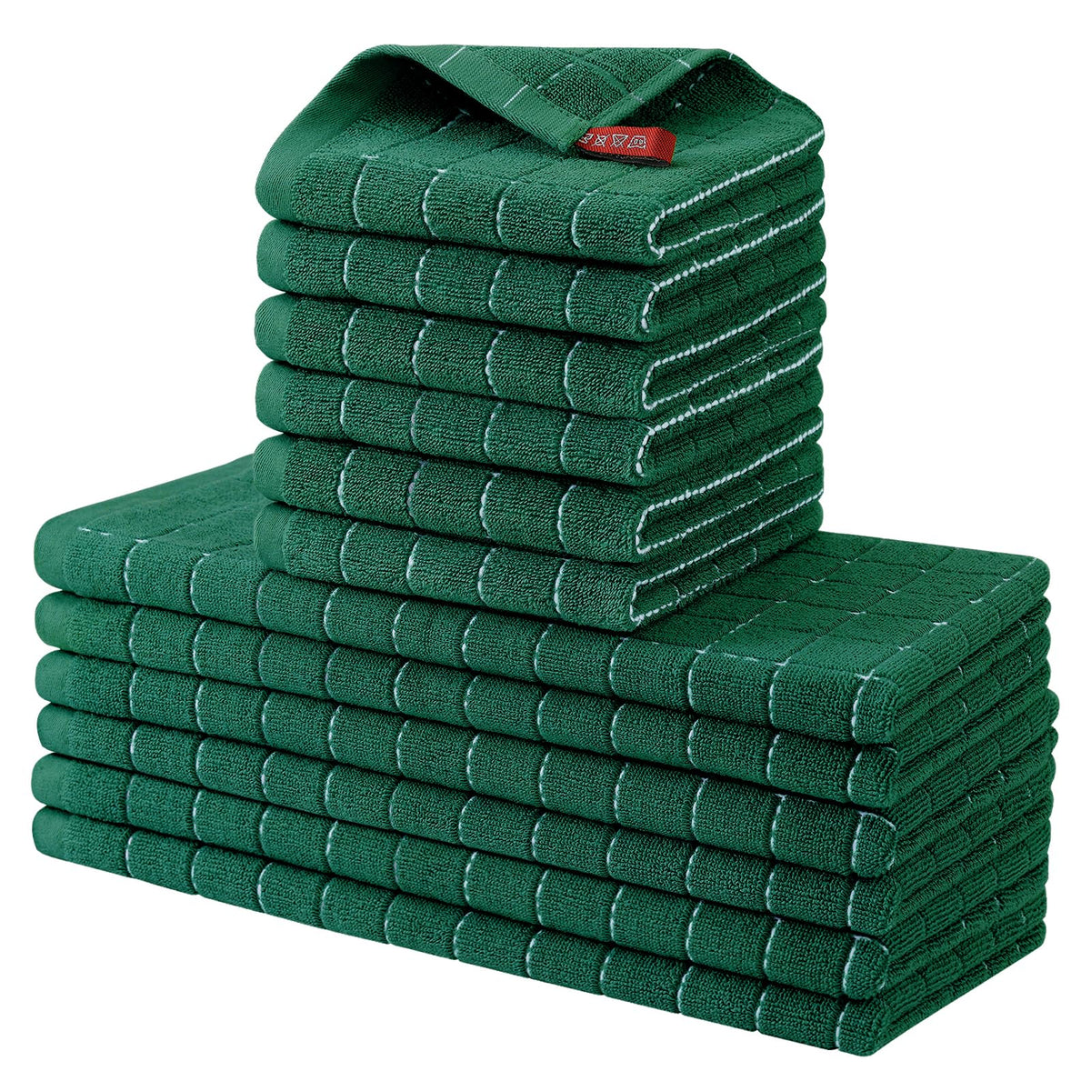 Homaxy Cotton Terry Kitchen Towels and Dishcloths Set of 8, Black