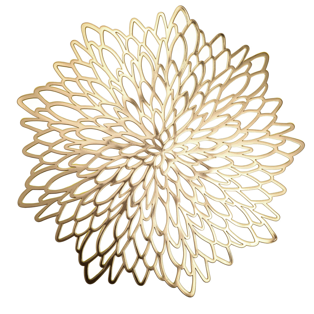 Set of 4 Round Placemats Gold, Heat-Resistant PVC Table Mats with Luxury Metallic Glossy Finish for Thanksgiving Christmas Wedding Party Decor, Easy to Clean
