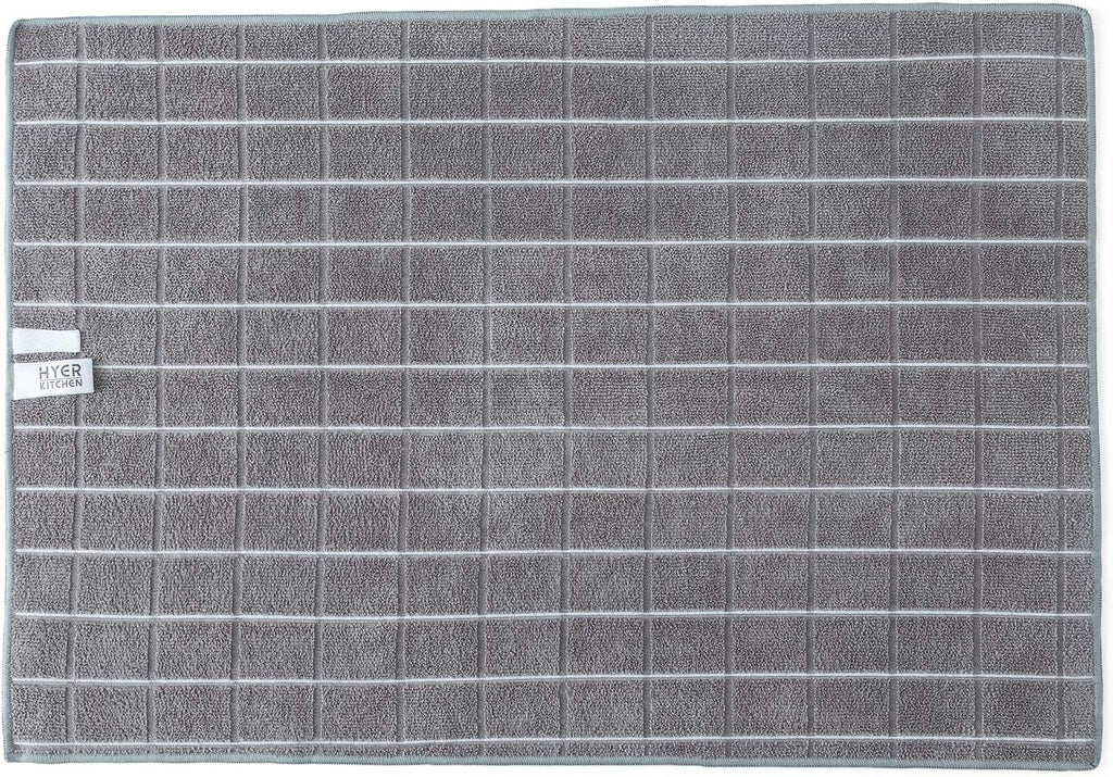 Microfiber Dish Towels - Soft, Super Absorbent and Lint Free Kitchen Towels - 8 Pack (Lattice Designed Gray Colors) - 26 x 18 Inch