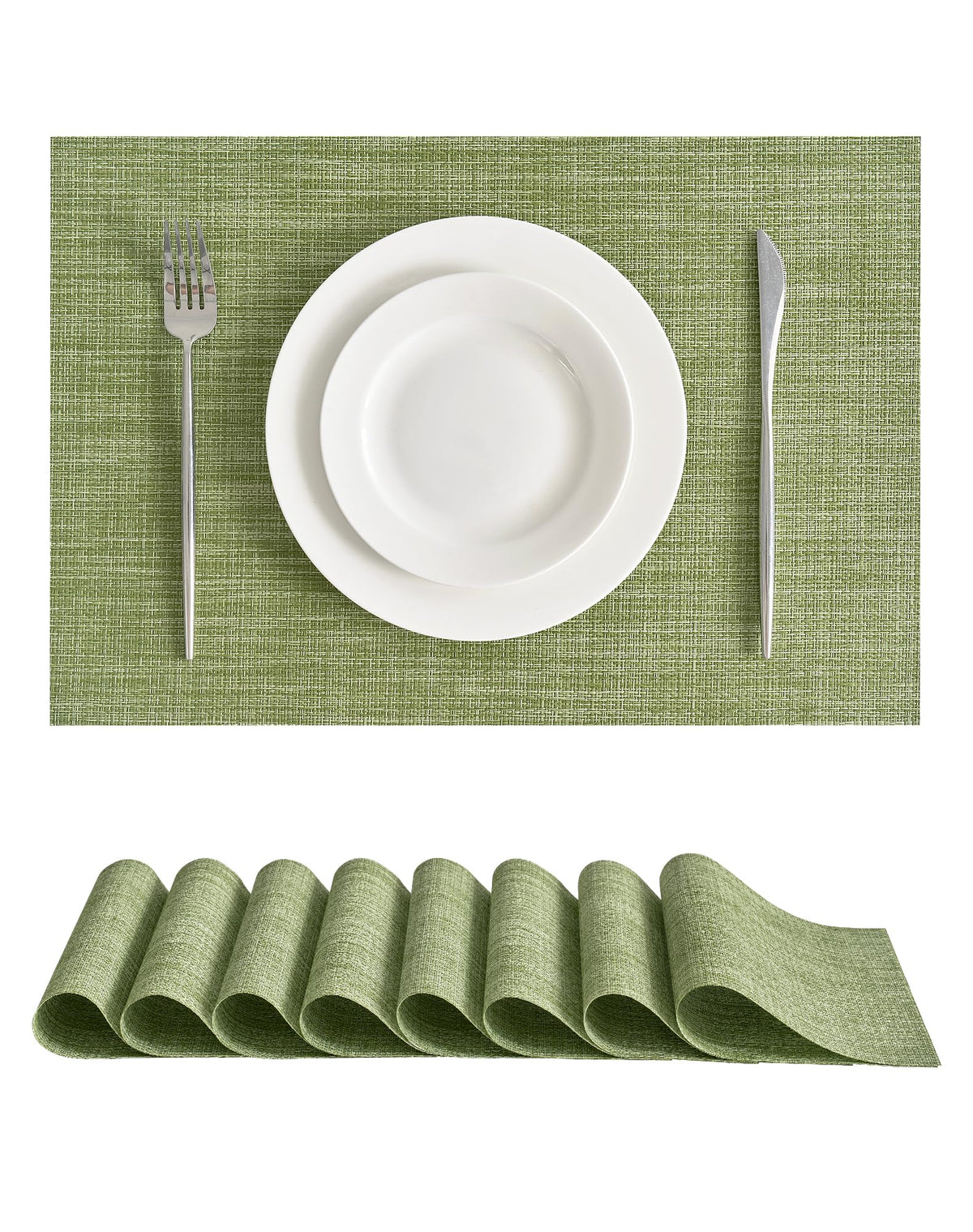Beige White Placemats Set of 4 - Heat Resistant Non-Slip Place mats for Dining Table, Washable Durable PVC Vinyl Woven Table Mats(Beige White, 4)