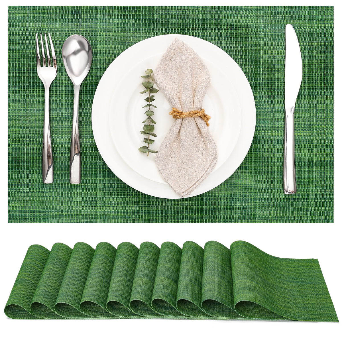 Myir JUN Black Placemats Set of 8 Kitchen and Dining Table Placemats