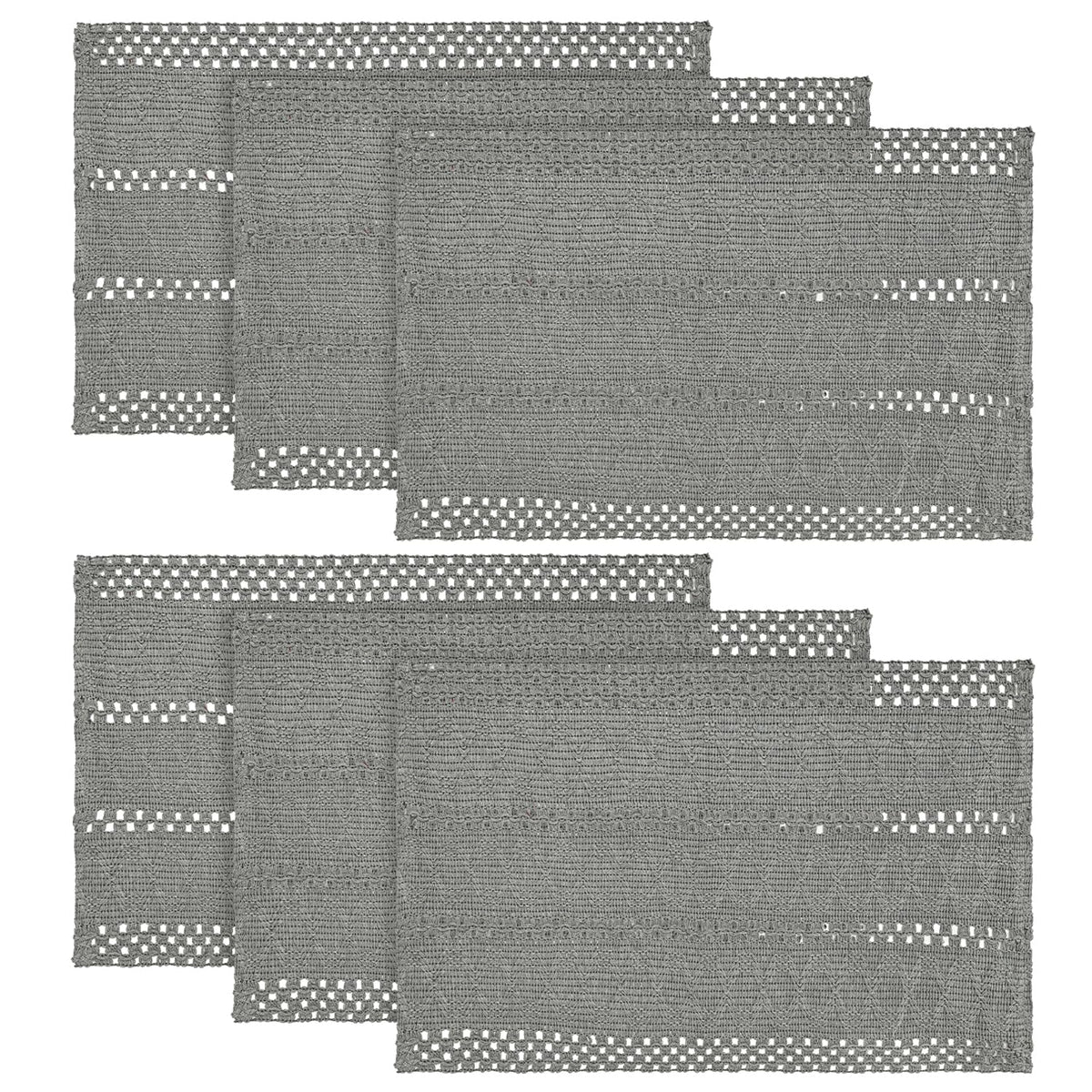 Artoid Mode Black Woven Rustic Hollow Placemats Set of 4-12x18 Inch