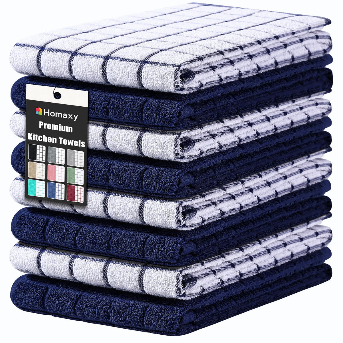 Homaxy Large Premium Cotton Kitchen Towels 16"x 28", 6 Pack, Grey