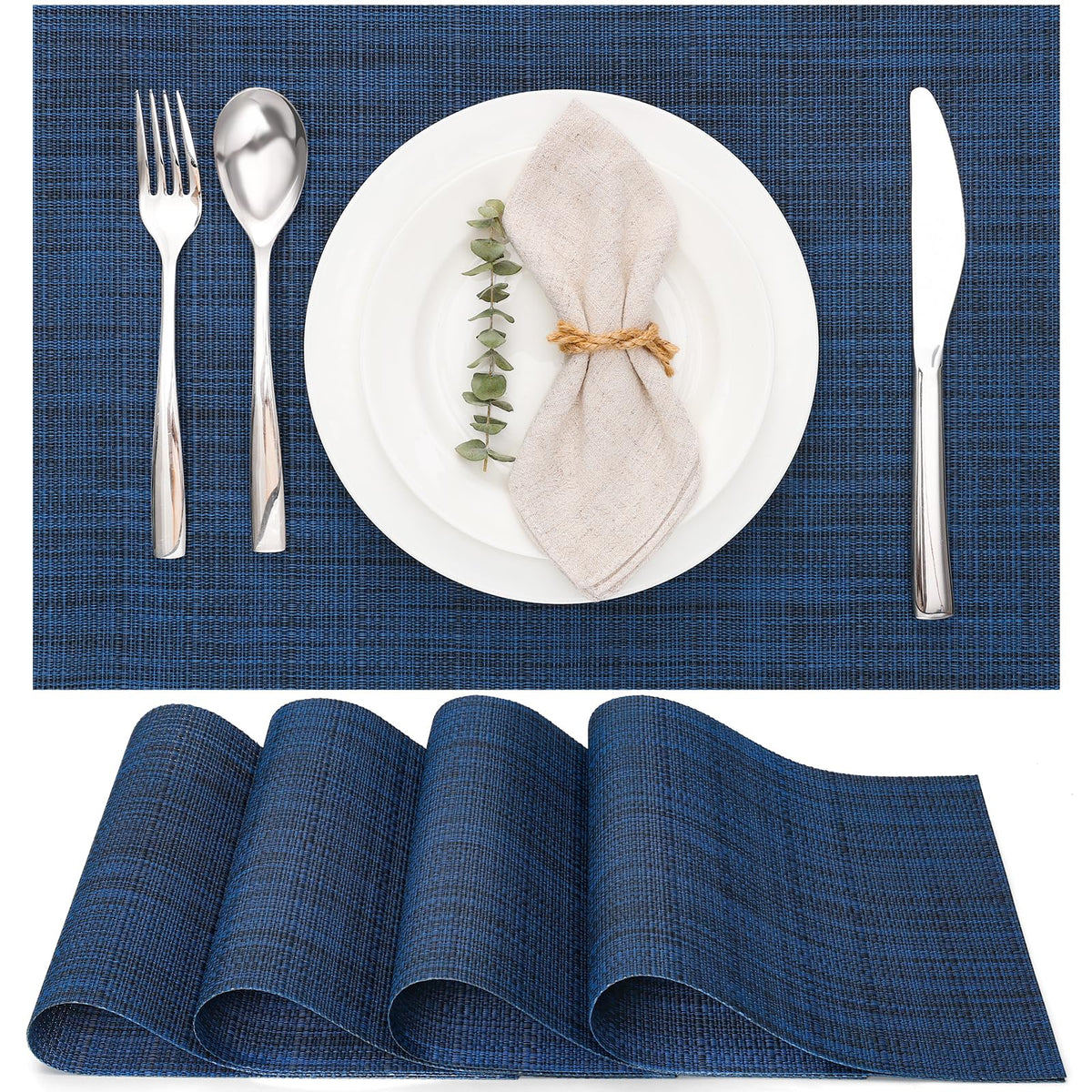 Myir JUN Black Placemats Set of 8 Kitchen and Dining Table Placemats