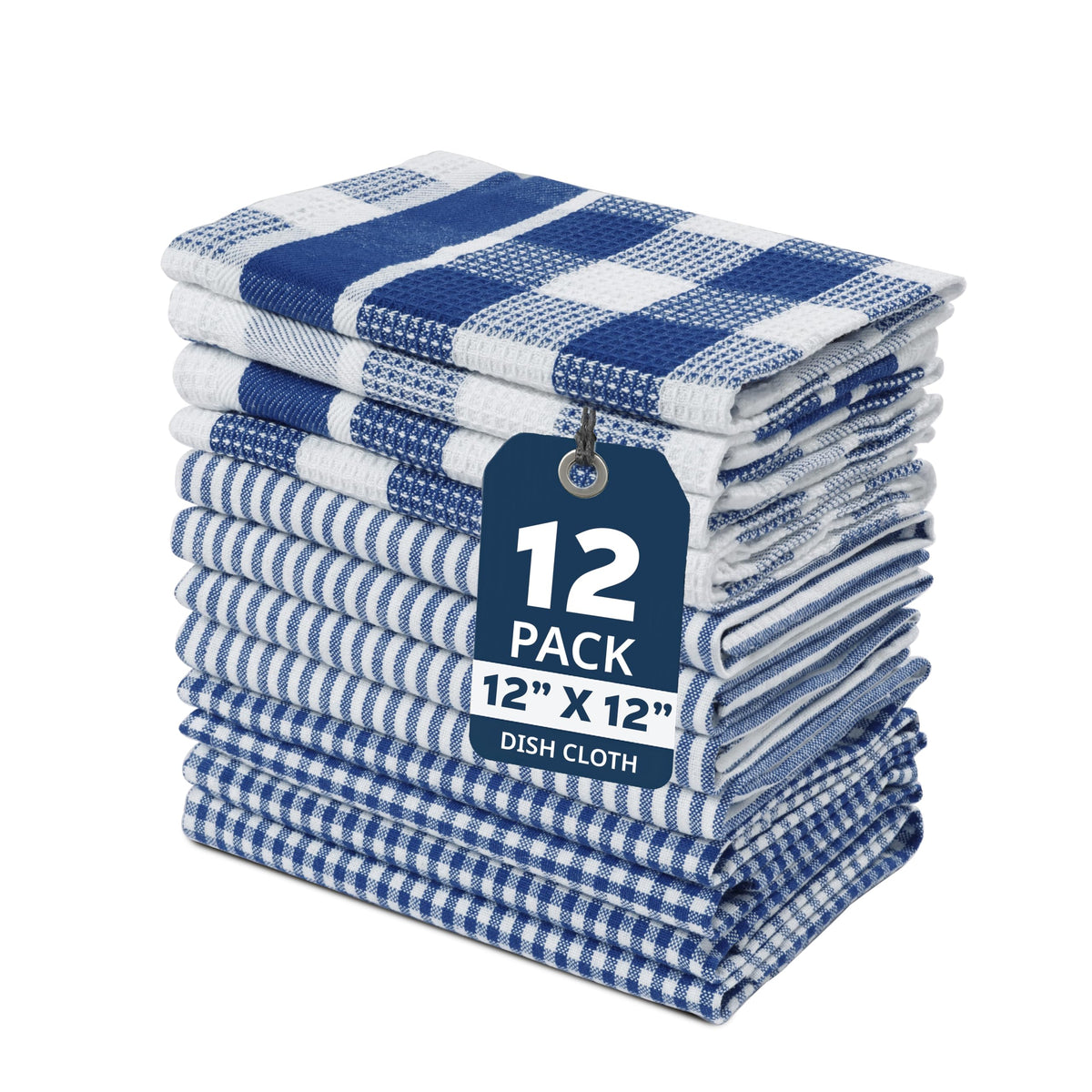 LANE LINEN 100% Cotton Kitchen Dish Cloths, Ultra Soft Absorbent Quick Drying Dish Towels, Multiweave Wash Cloths Dish Towel Sets, 13x28 Inches, 4 Pack - Grey