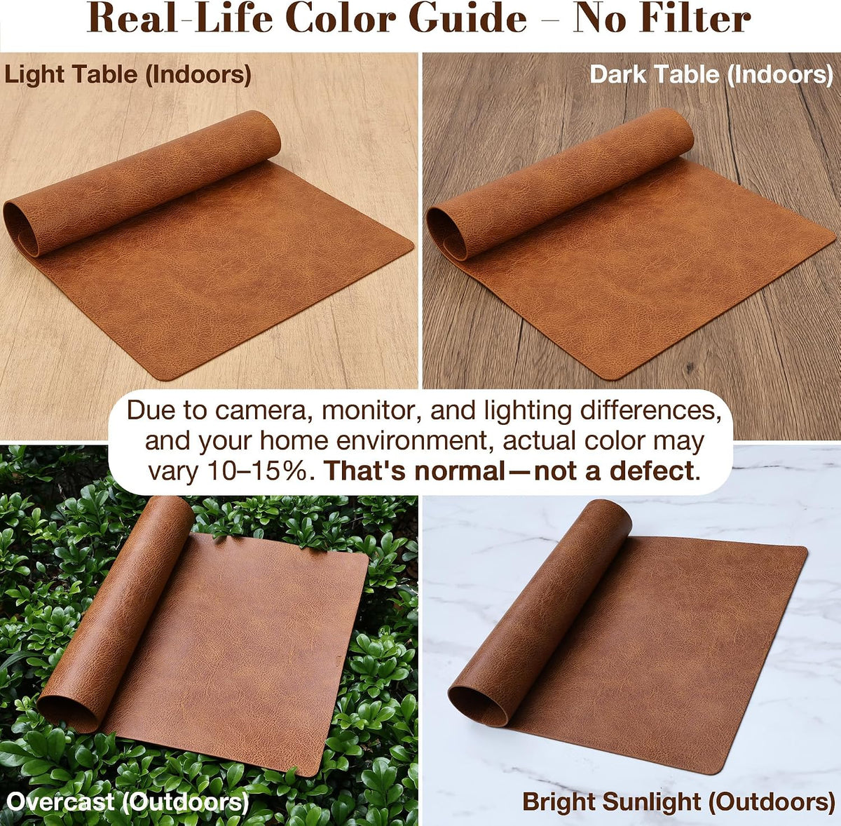 Roxifina Faux Leather Placemats Set of 6, Vinyl Placemats Heat Resistant