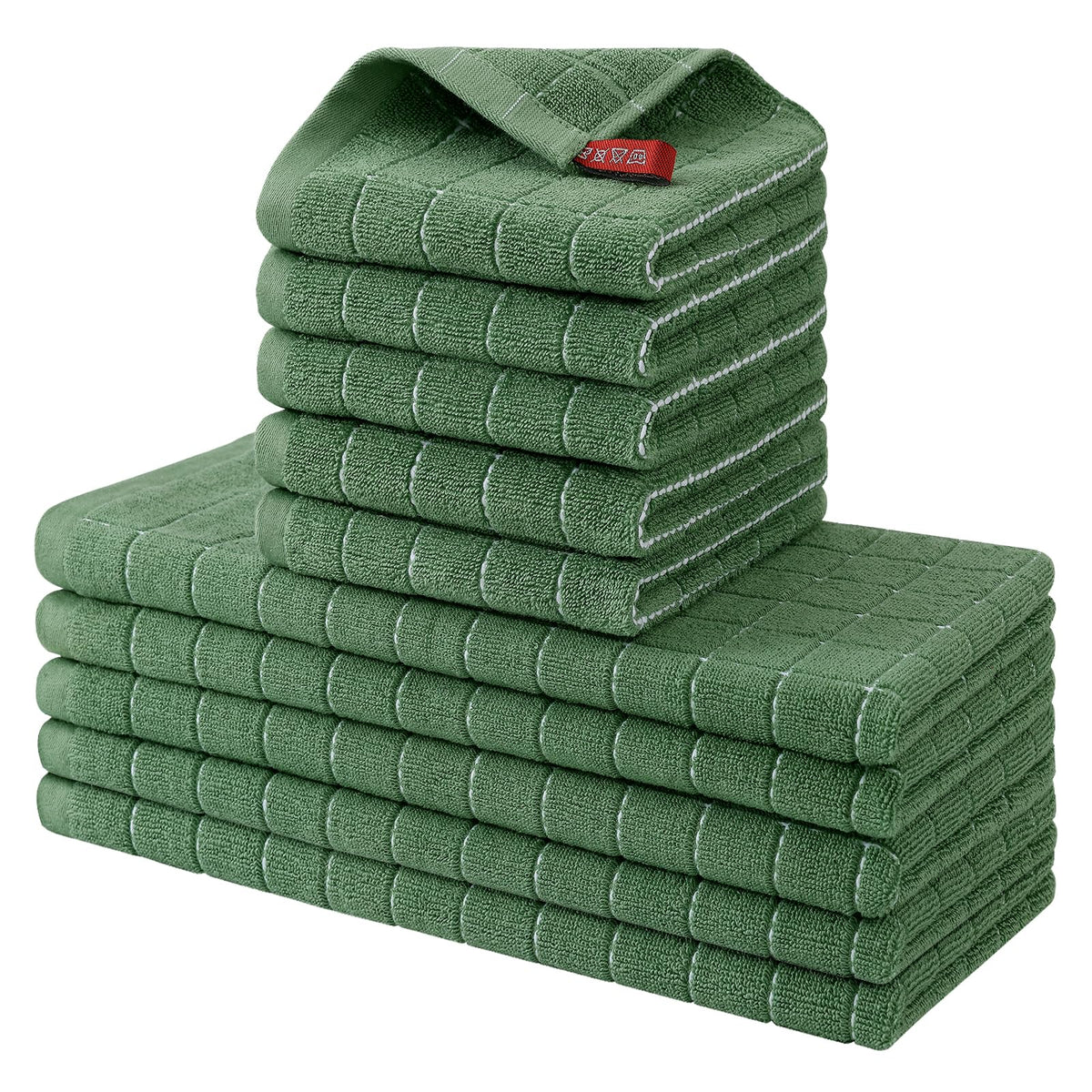 Homaxy Cotton Terry Kitchen Towels and Dishcloths Set of 8, Black
