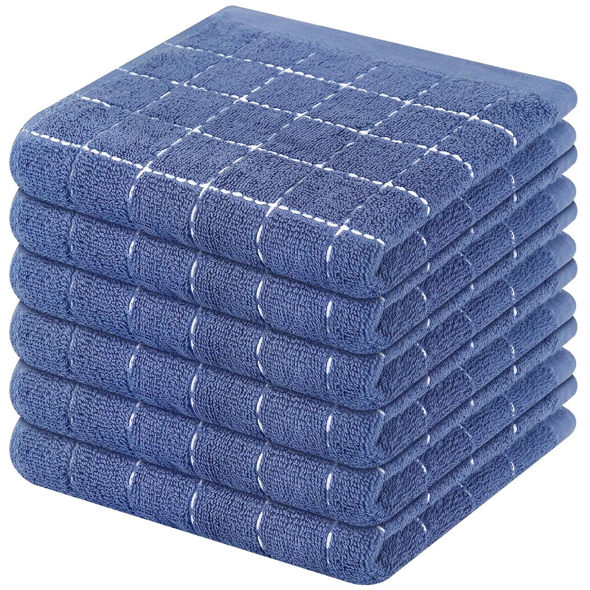 Mordimy Cotton Terry Checkered Kitchen Towels, 16"x 26", 4 Pack, Tan